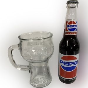 2 Piece set ; Collectors Long Neck Pepsi bottle and Old Timey Glass Pepsi Mug